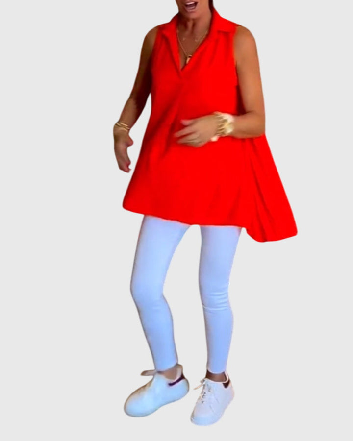 Women's Sleeveless Top with Ruffles for Smart Casual