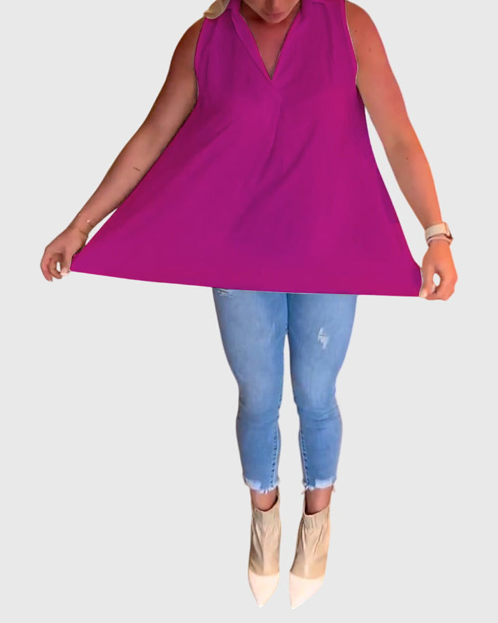 Women's Sleeveless Top with Ruffles for Smart Casual