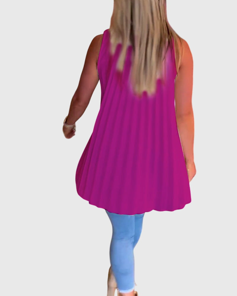 Women's Sleeveless Top with Ruffles for Smart Casual