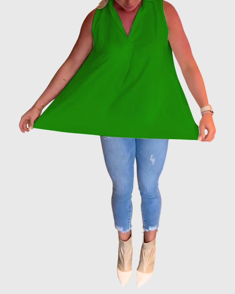 Women's Sleeveless Top with Ruffles for Smart Casual