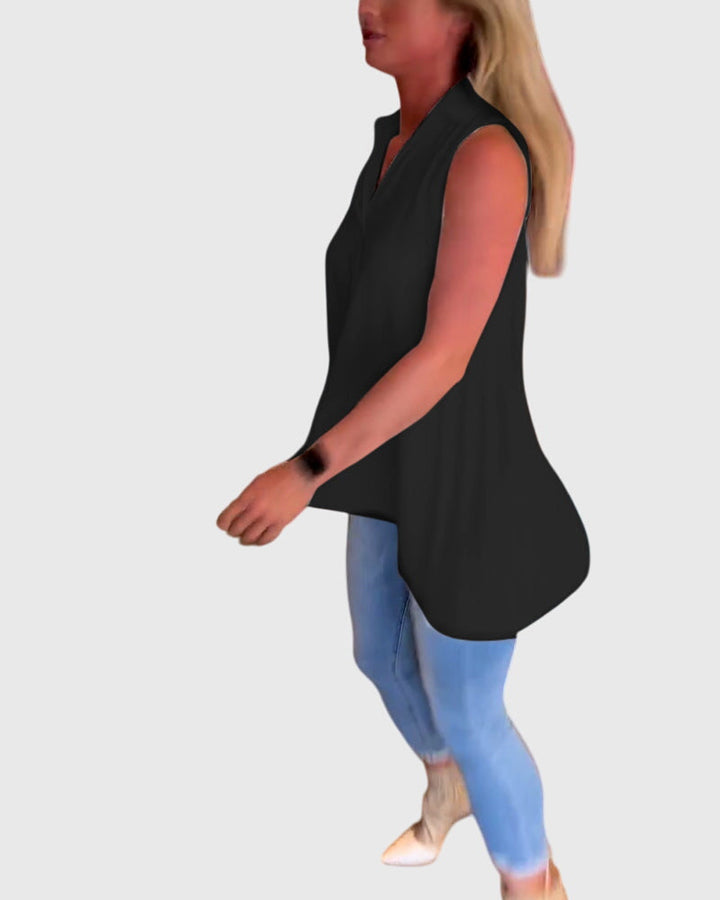 Women's Sleeveless Top with Ruffles for Smart Casual