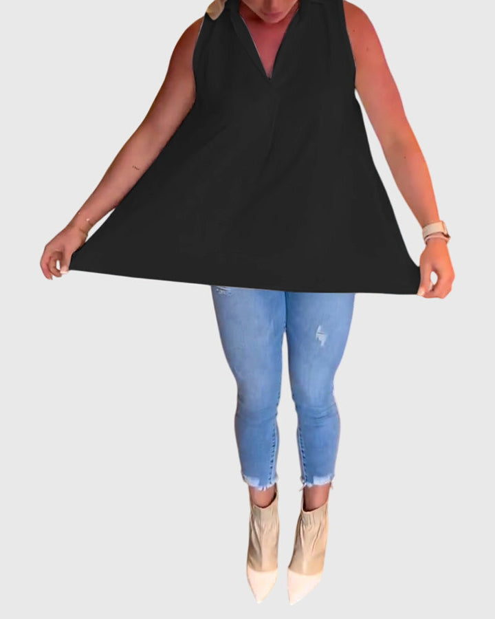 Women's Sleeveless Top with Ruffles for Smart Casual