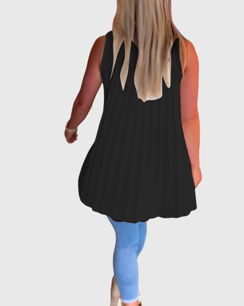 Women's Sleeveless Top with Ruffles for Smart Casual