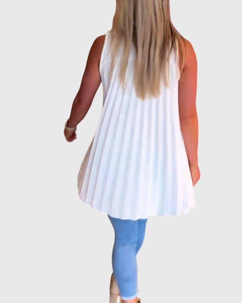 Women's Sleeveless Top with Ruffles for Smart Casual