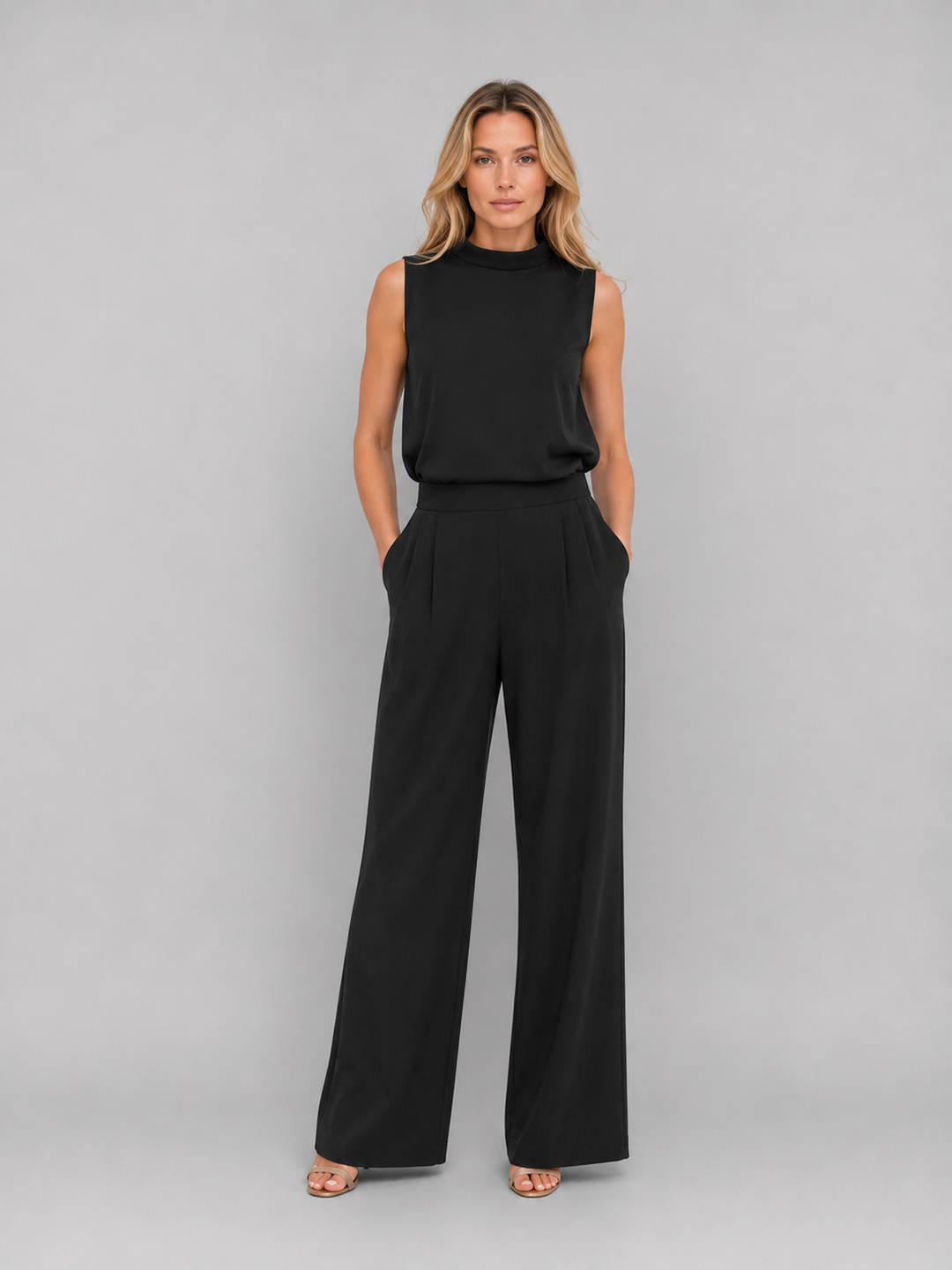 Women’s Sleeveless Wide-Leg Co-Ord with High-Neck Top