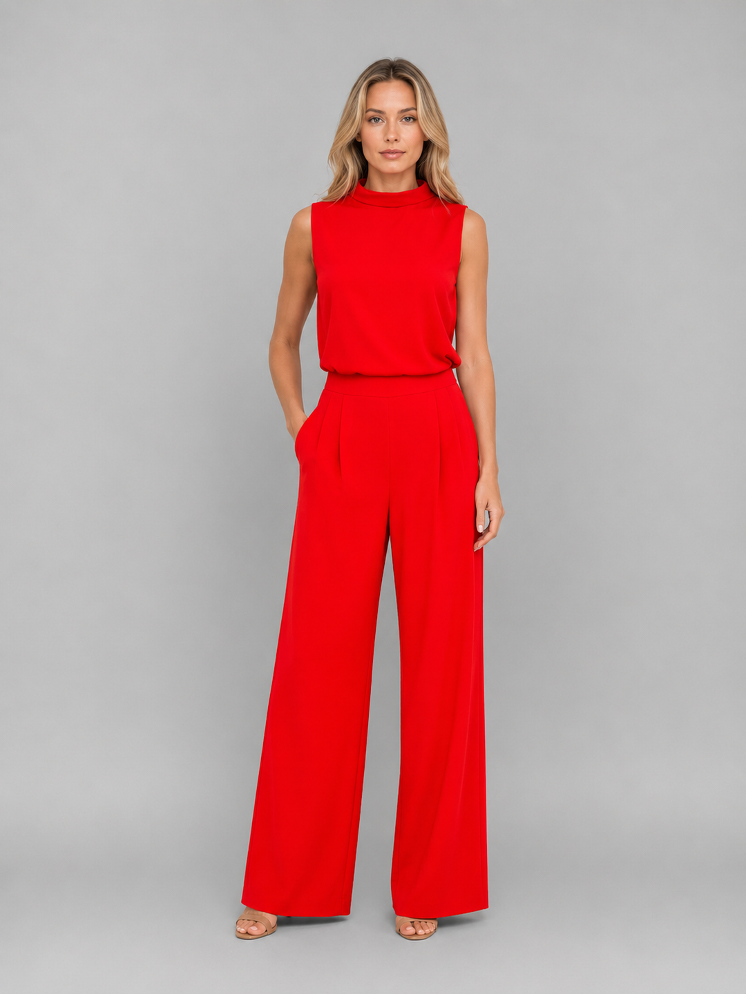 Women’s Sleeveless Wide-Leg Co-Ord with High-Neck Top