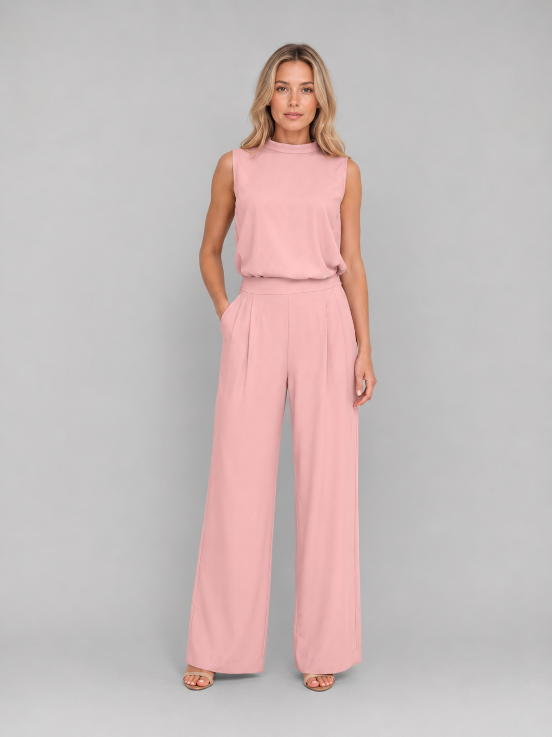 Women’s Sleeveless Wide-Leg Co-Ord with High-Neck Top