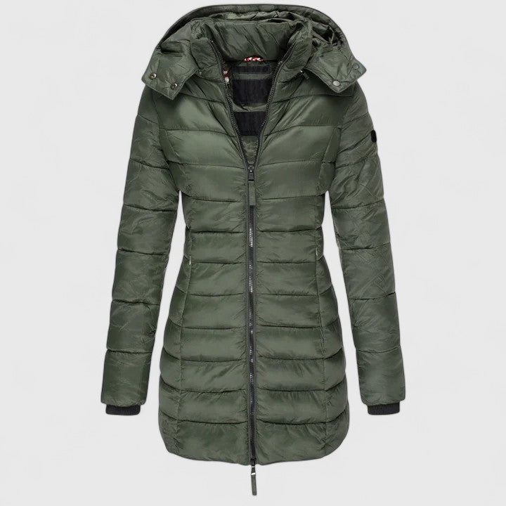 Women's Slim-Fit Parka with Detachable Hood for Winter