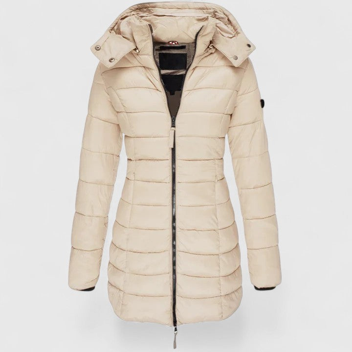 Women's Slim-Fit Parka with Detachable Hood for Winter