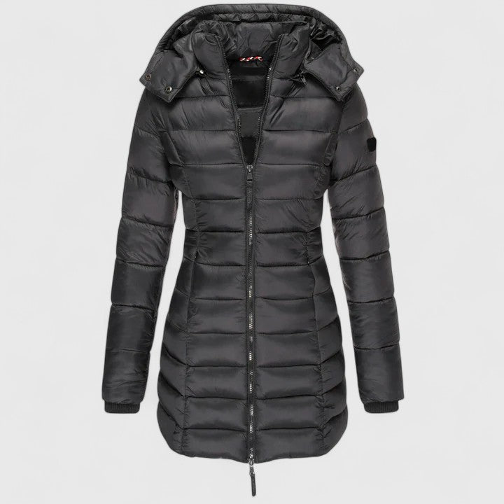 Women's Slim-Fit Parka with Detachable Hood for Winter
