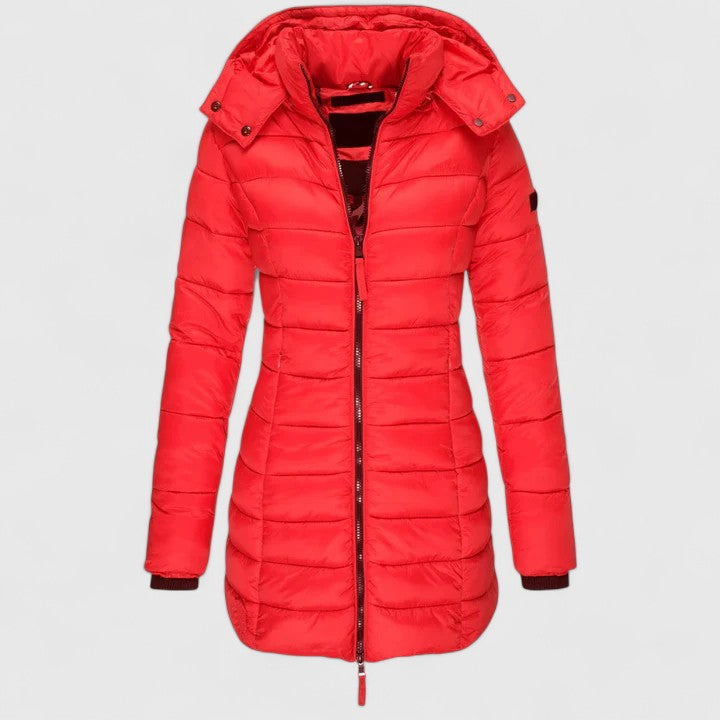 Women's Slim-Fit Parka with Detachable Hood for Winter