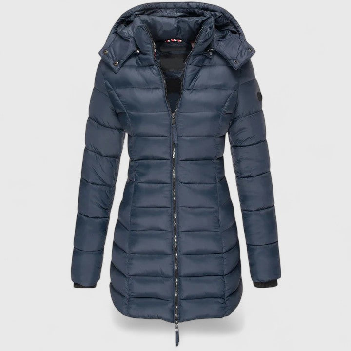 Women's Slim-Fit Parka with Detachable Hood for Winter