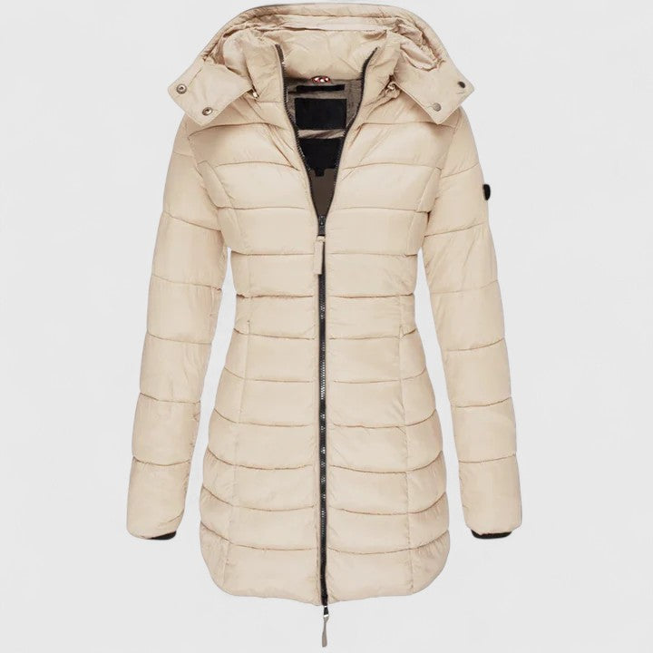 Women's Slim-Fit Parka with Detachable Hood for Winter