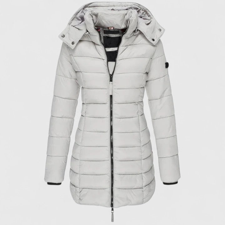 Women's Slim-Fit Parka with Detachable Hood for Winter