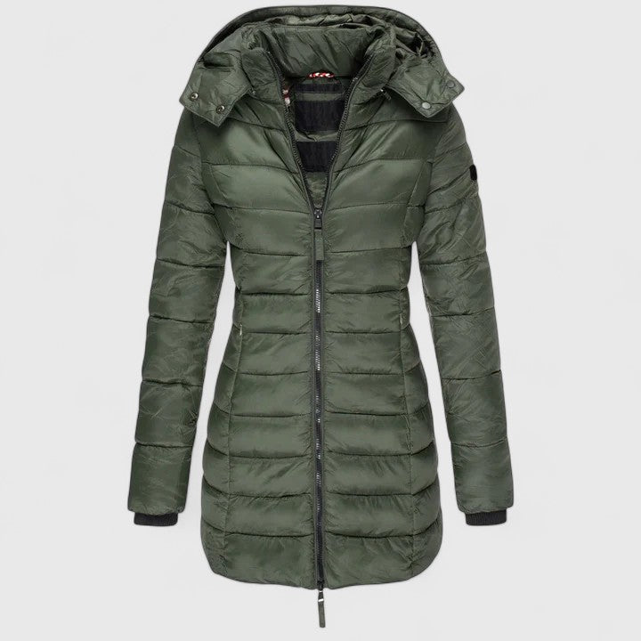 Women's Slim-Fit Parka with Detachable Hood for Winter