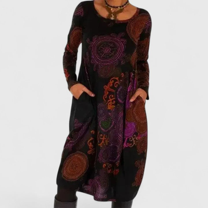 Women's Sophisticated Midi Dress with Pockets for Evening