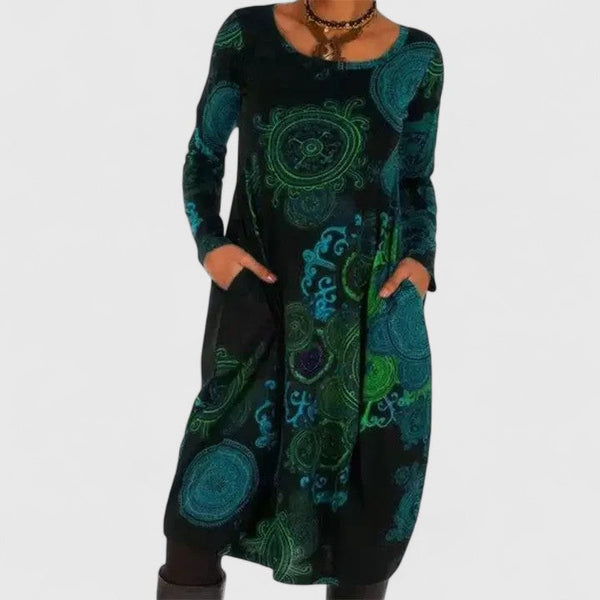 Women's Sophisticated Midi Dress with Pockets for Evening