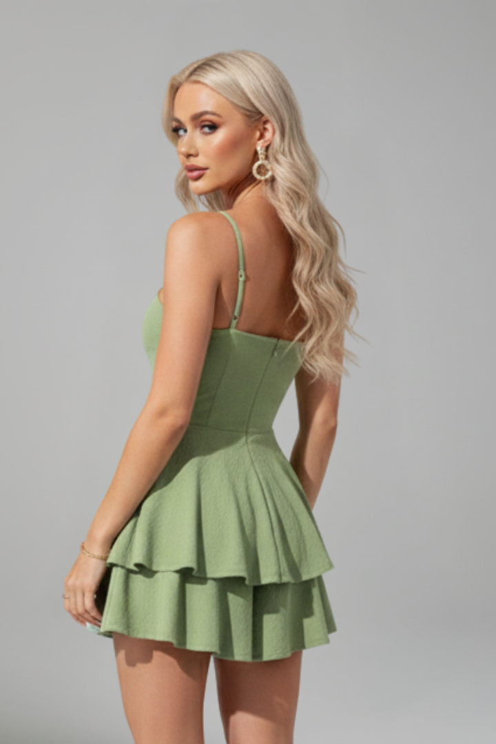 Women's Spaghetti Strap Mini Dress with Flared Skirt