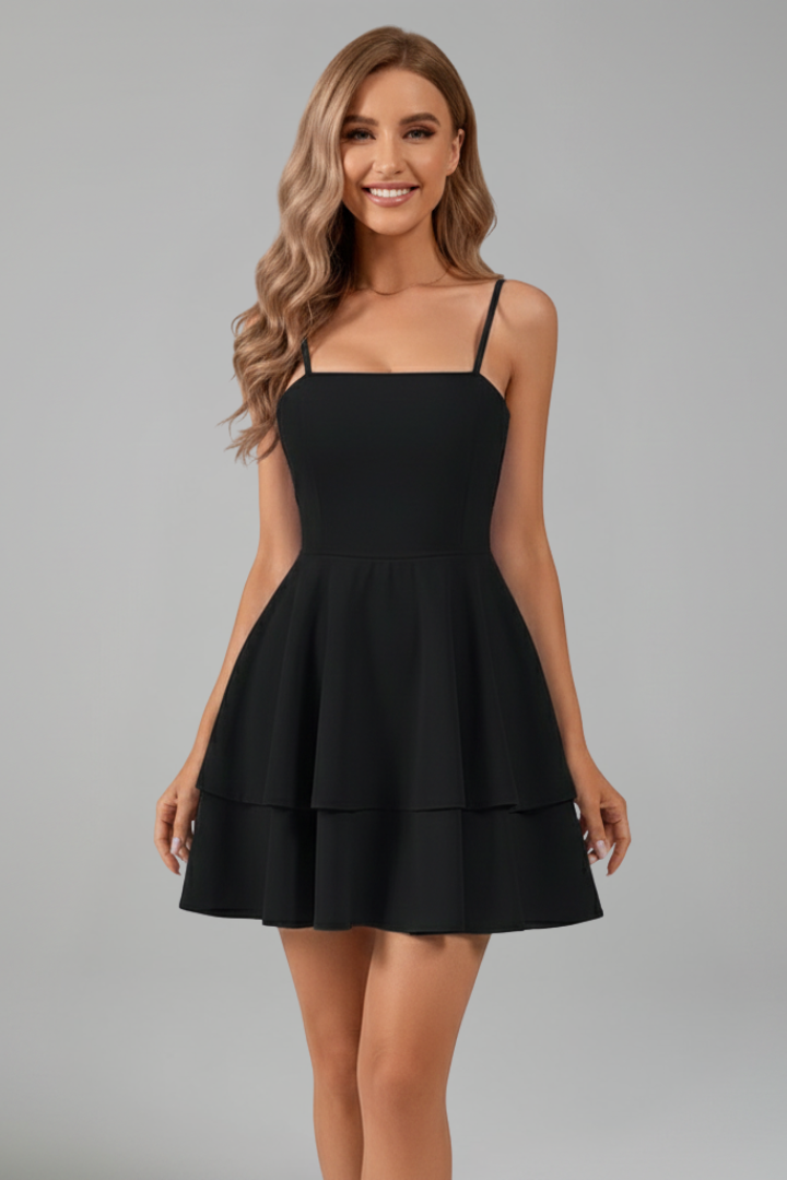 Women's Spaghetti Strap Mini Dress with Flared Skirt