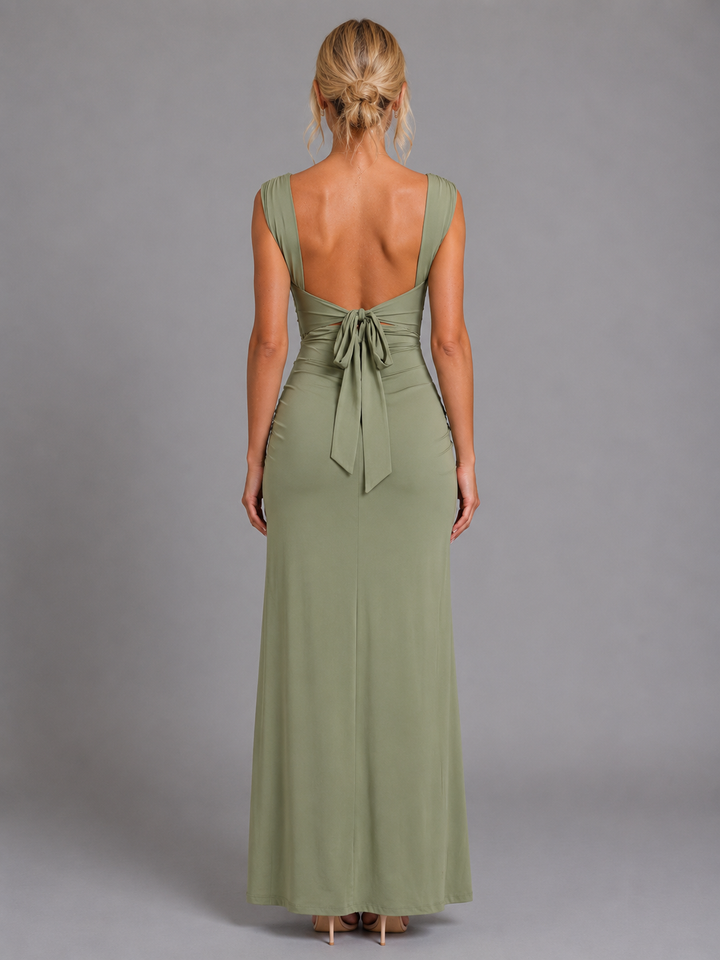 Women’s Square-Neck Maxi Dress with Split