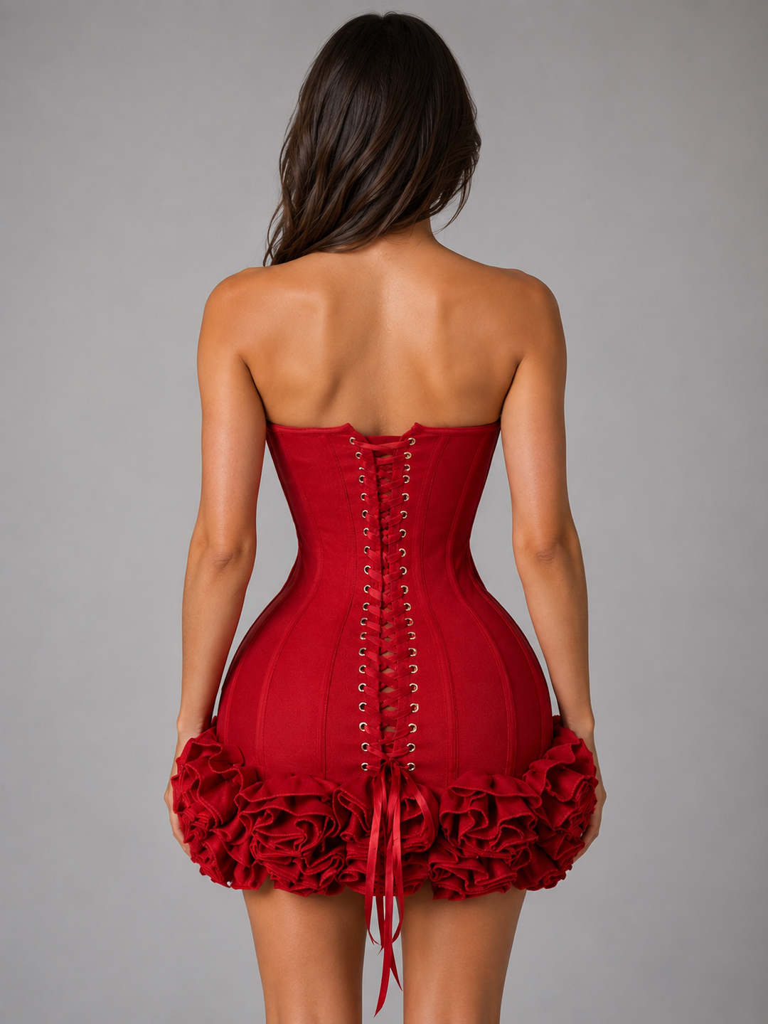 Women’s Strapless Corset Dress with Ruffles