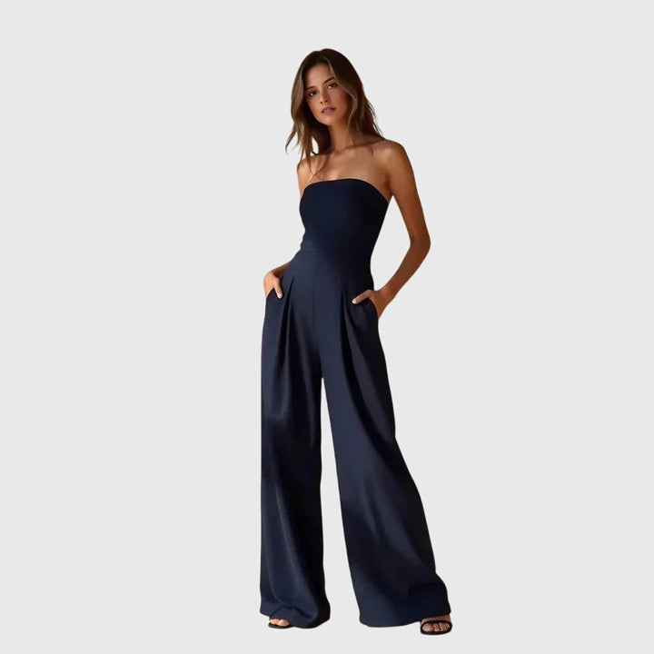Women's Strapless Jumpsuit with Ribbed Back for Evening