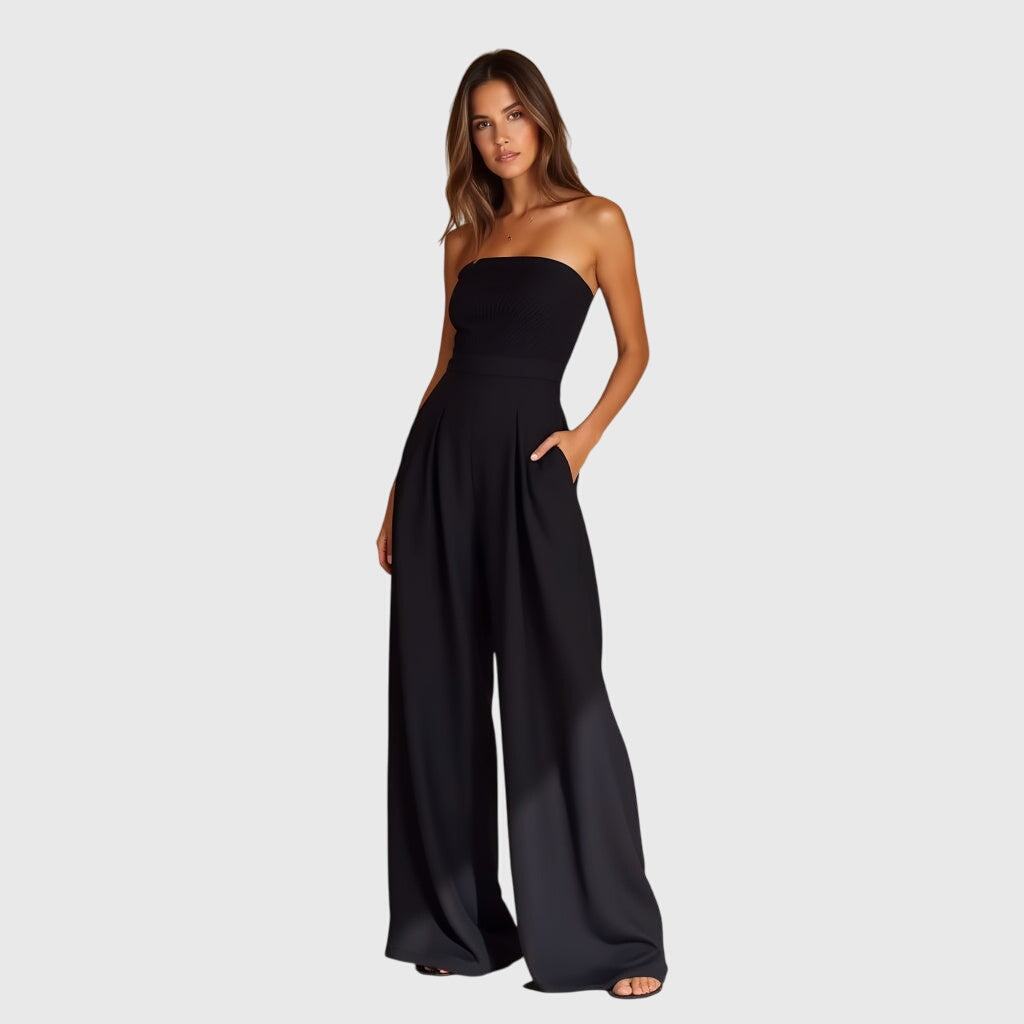 Women's Strapless Jumpsuit with Ribbed Back for Evening