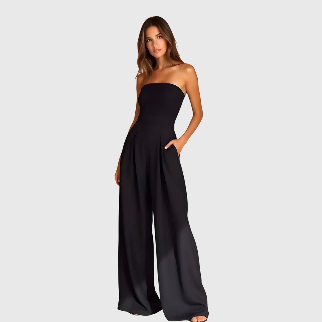 Women's Strapless Jumpsuit with Ribbed Back for Evening