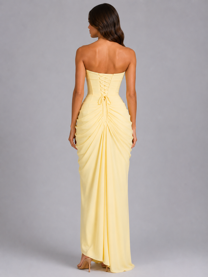 Women’s Strapless Maxi Dress with Draped Detail