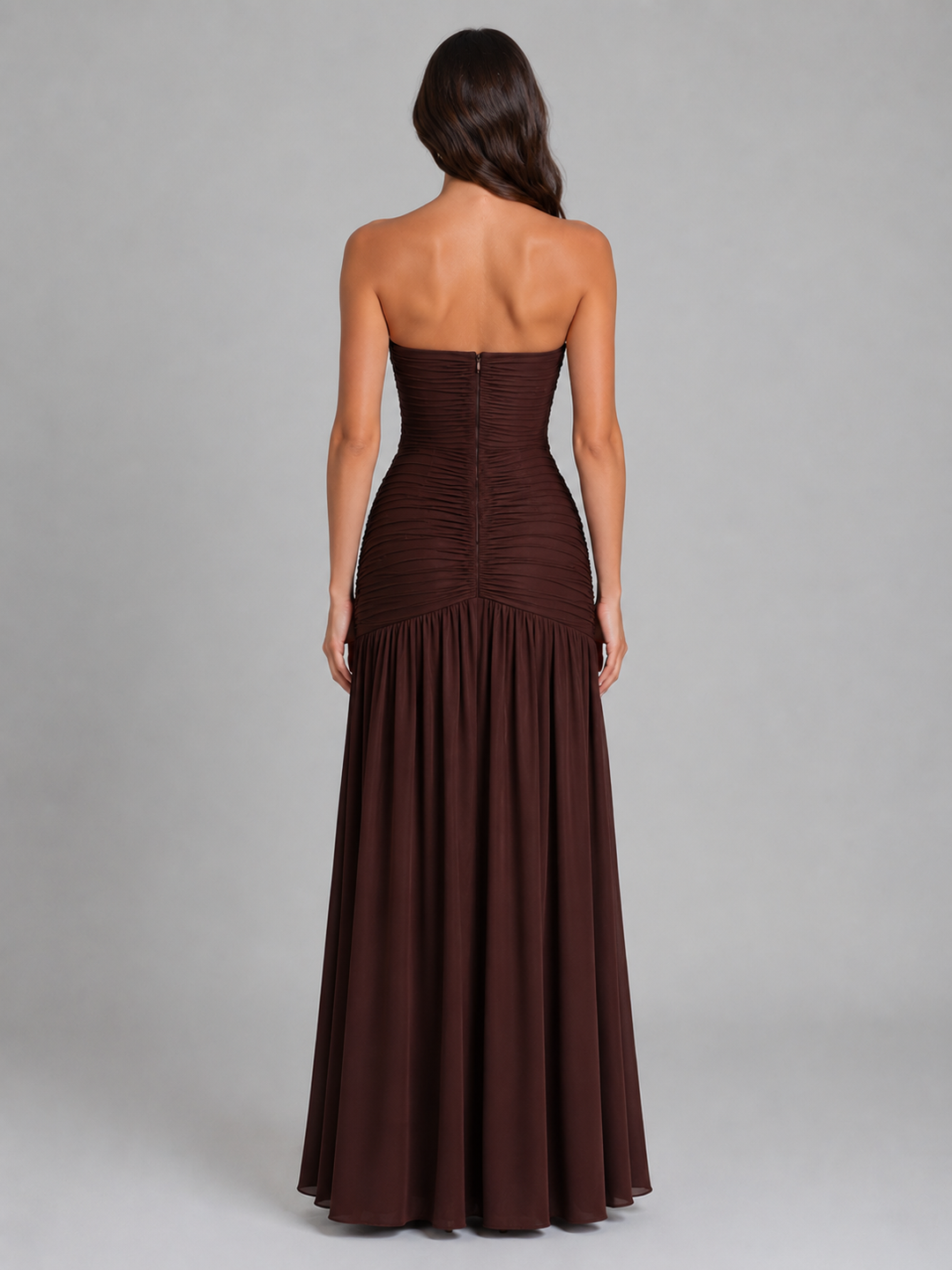 Women’s Strapless Maxi Dress with Ruched Bodice