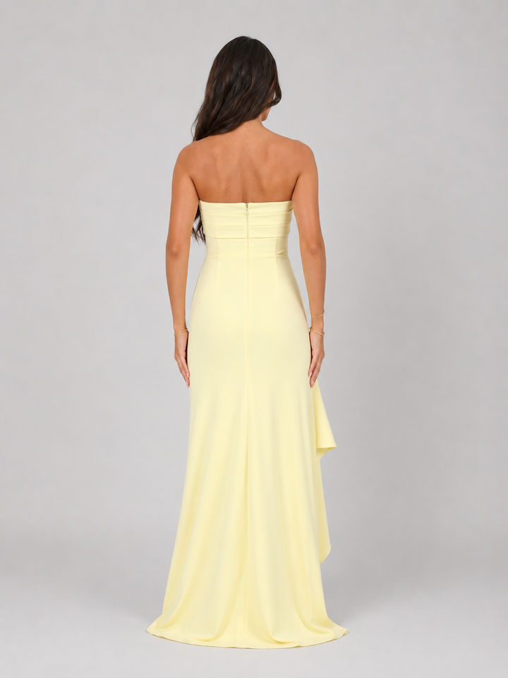 Women’s Strapless Maxi Dress with Ruched Bodice