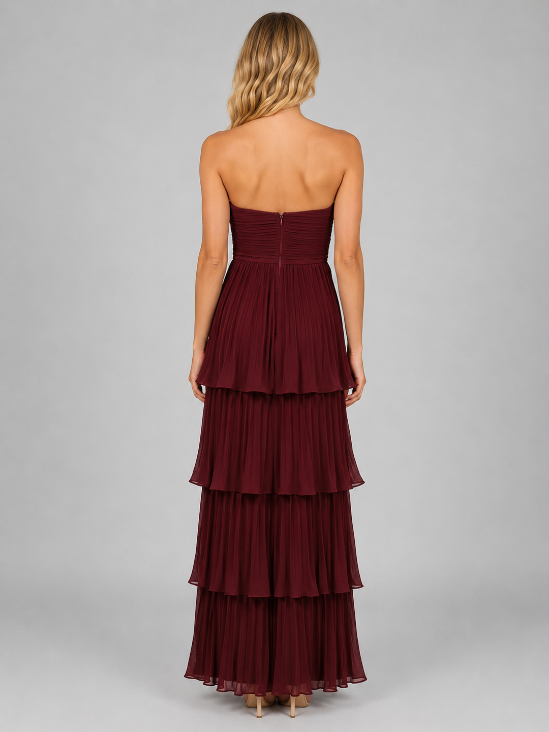 Women’s Strapless Tiered Maxi Dress with Sweetheart