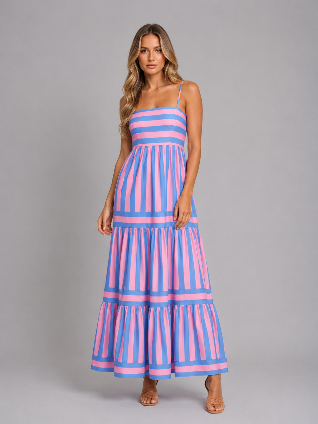 Women’s Strappy Maxi Dress with Tiered Skirt