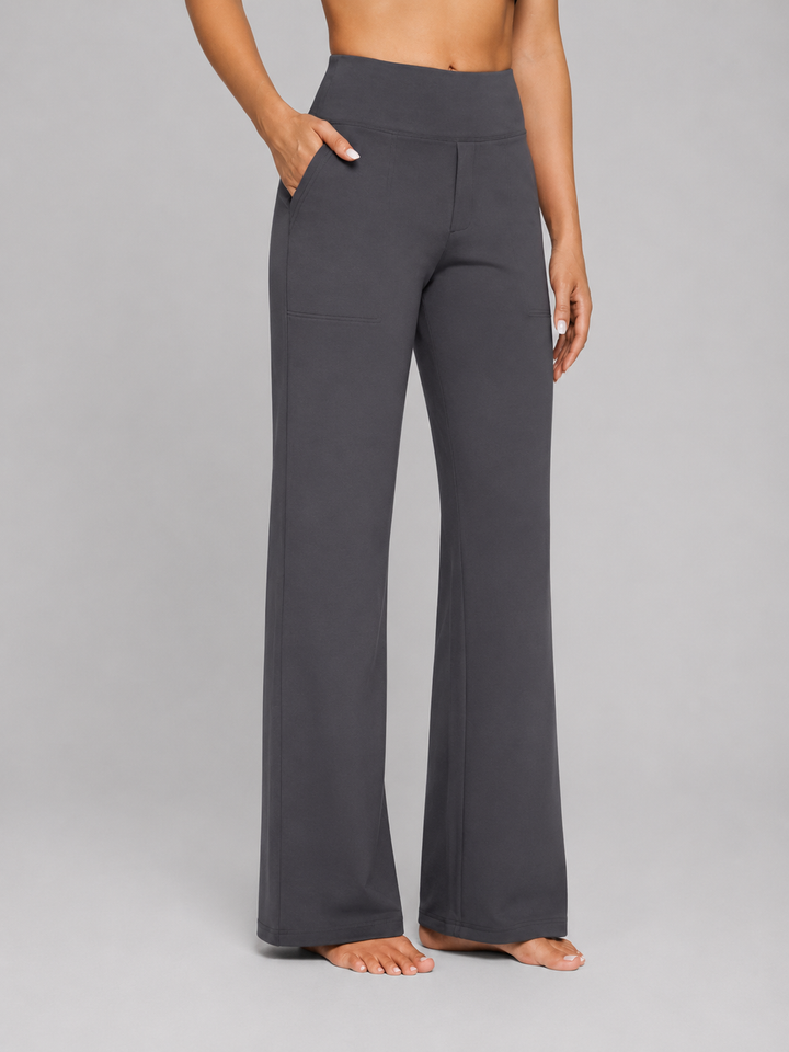 Women’s Stretch Straight-Leg Trousers with High-Waist