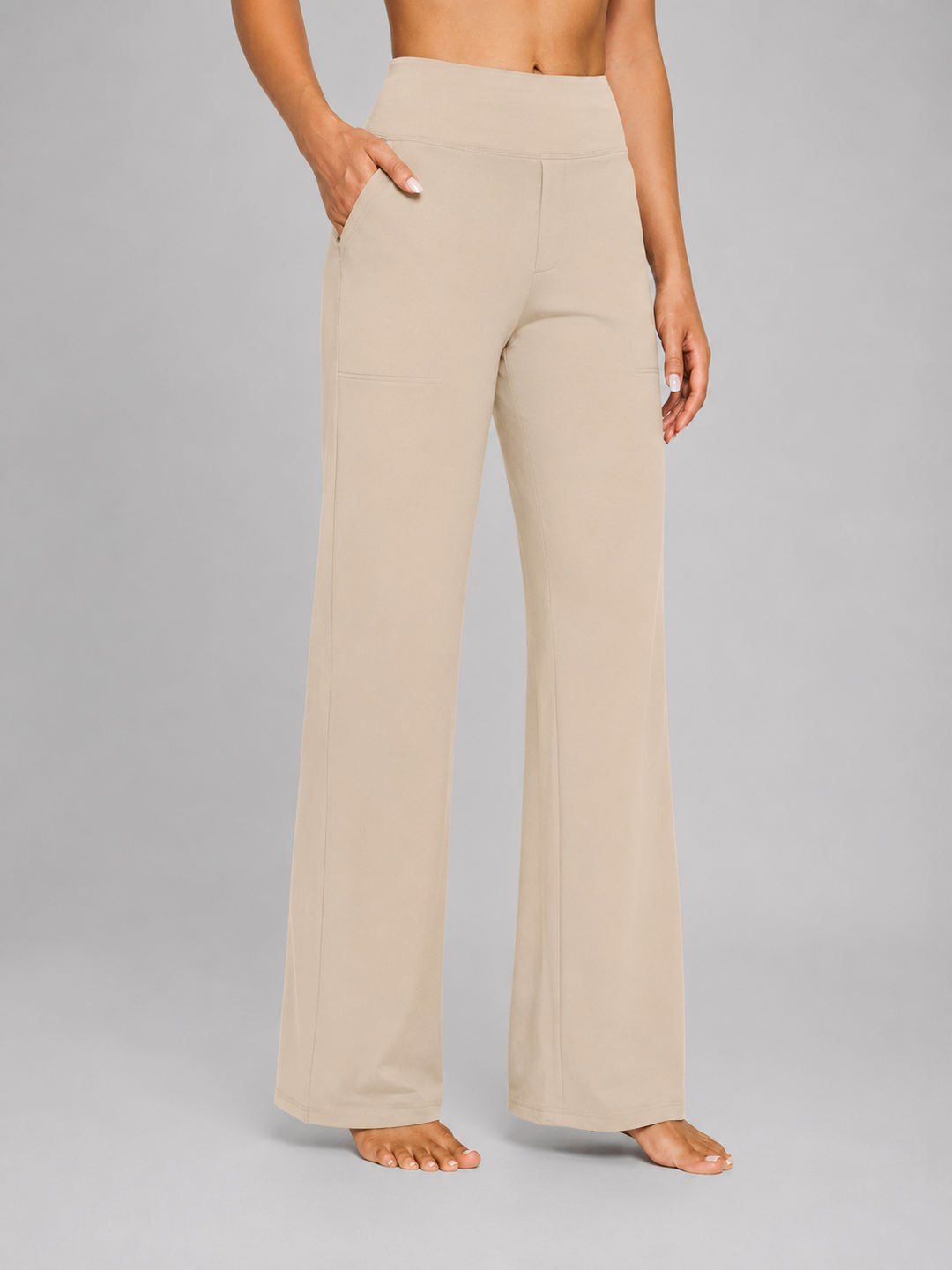 Women’s Stretch Straight-Leg Trousers with High-Waist