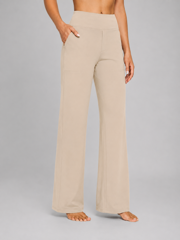 Women’s Stretch Straight-Leg Trousers with High-Waist