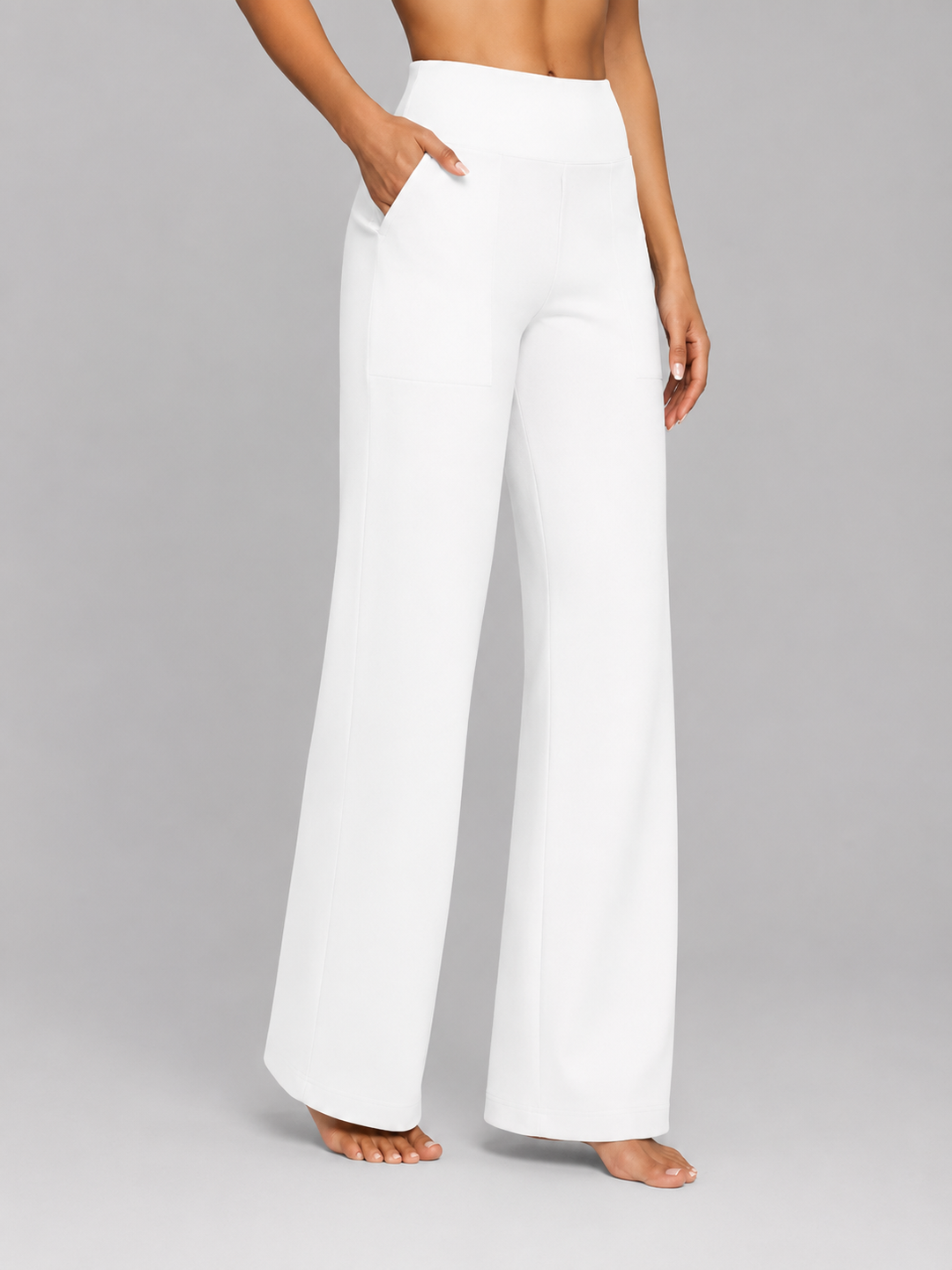 Women’s Stretch Straight-Leg Trousers with High-Waist