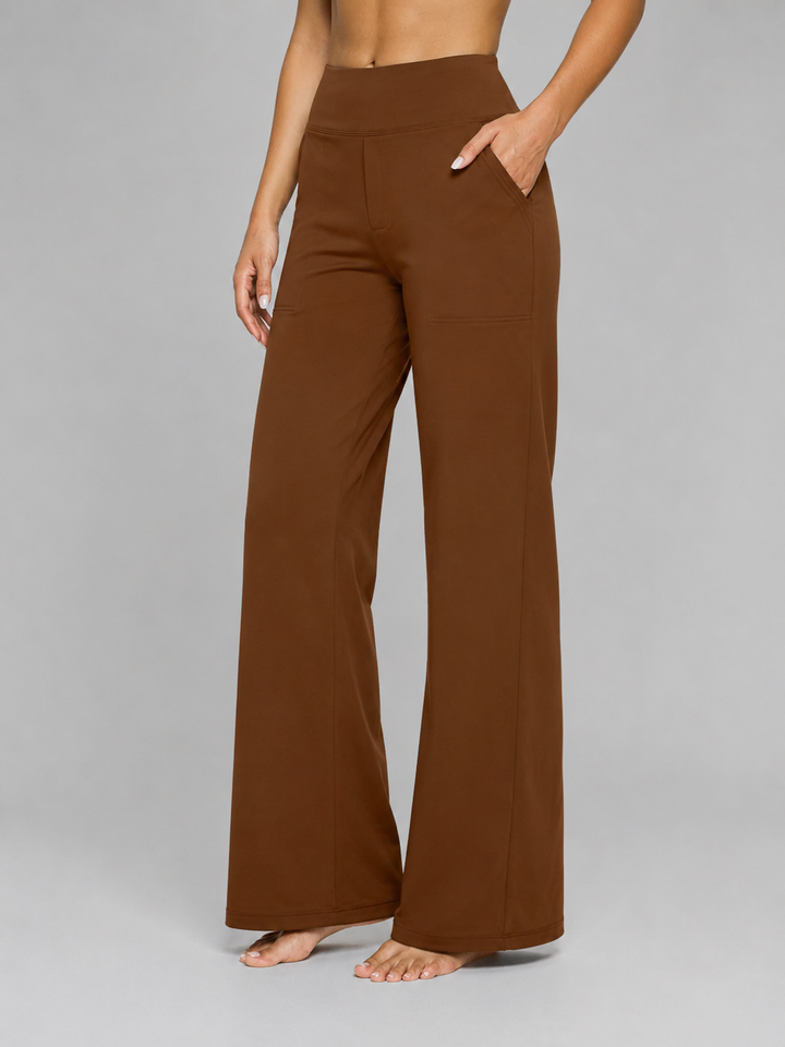 Women’s Stretch Straight-Leg Trousers with High-Waist