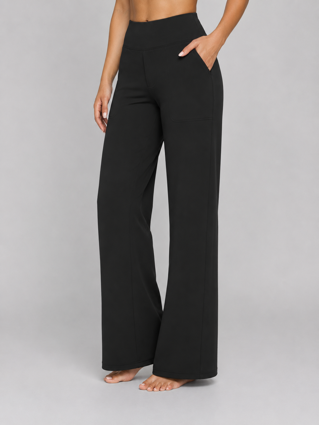 Women’s Stretch Straight-Leg Trousers with High-Waist