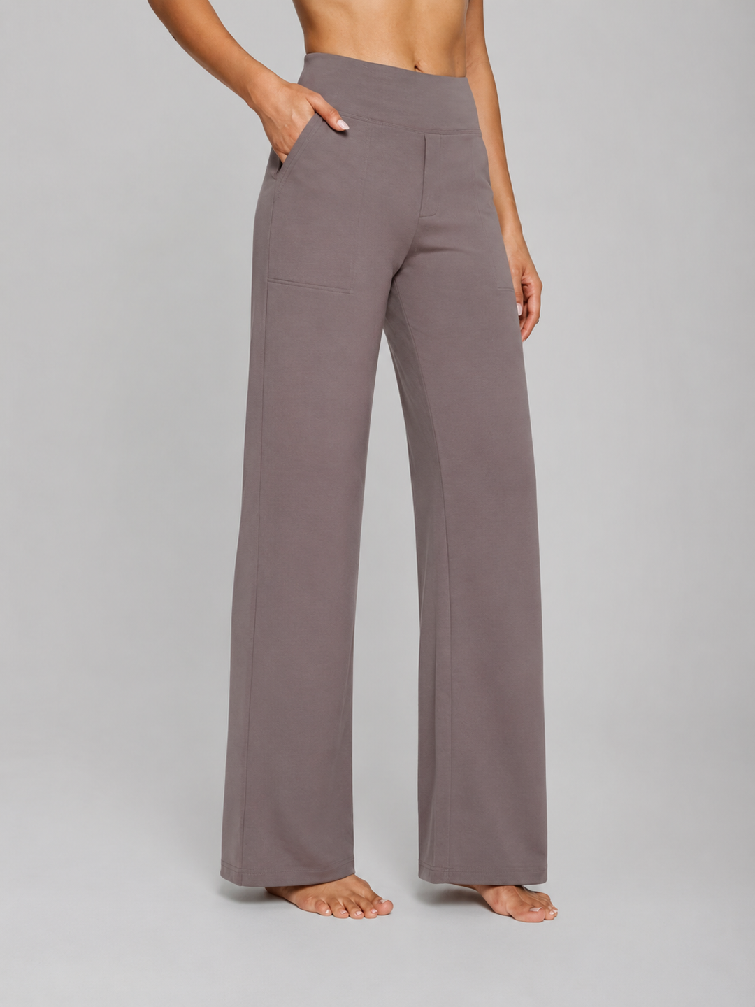 Women’s Stretch Straight-Leg Trousers with High-Waist