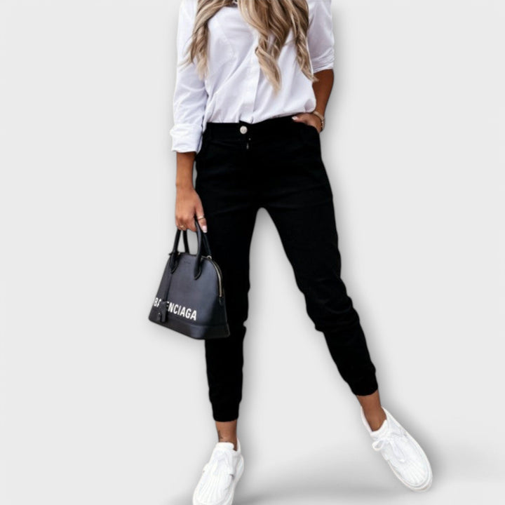 Women's Stretch Trousers with High-Waist Shaping for Office