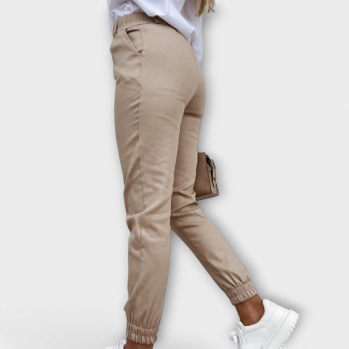 Women's Stretch Trousers with High-Waist Shaping for Office