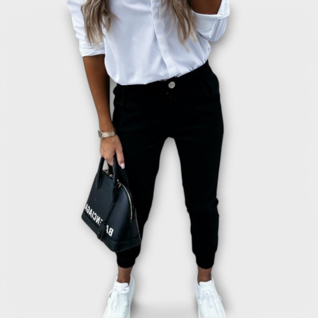 Women's Stretch Trousers with High-Waist Shaping for Office