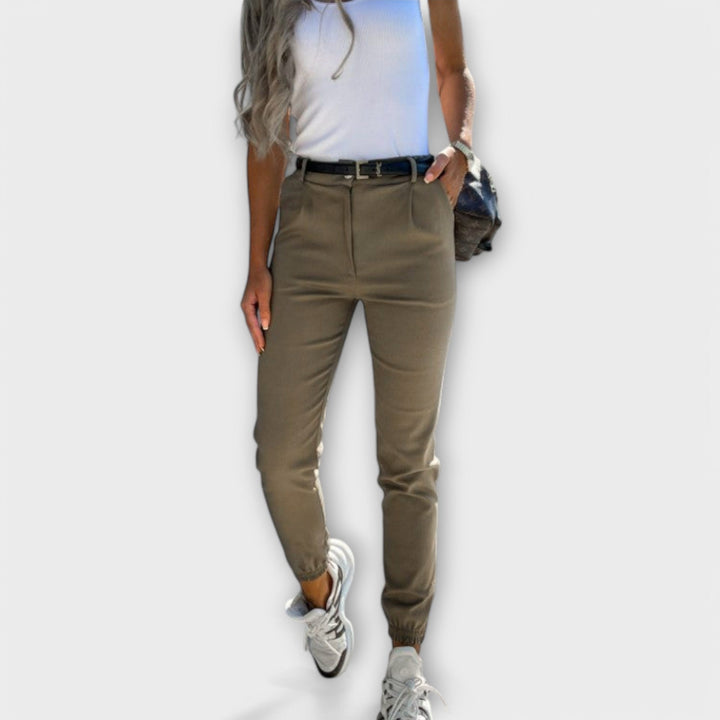 Women's Stretch Trousers with High-Waist Shaping for Office