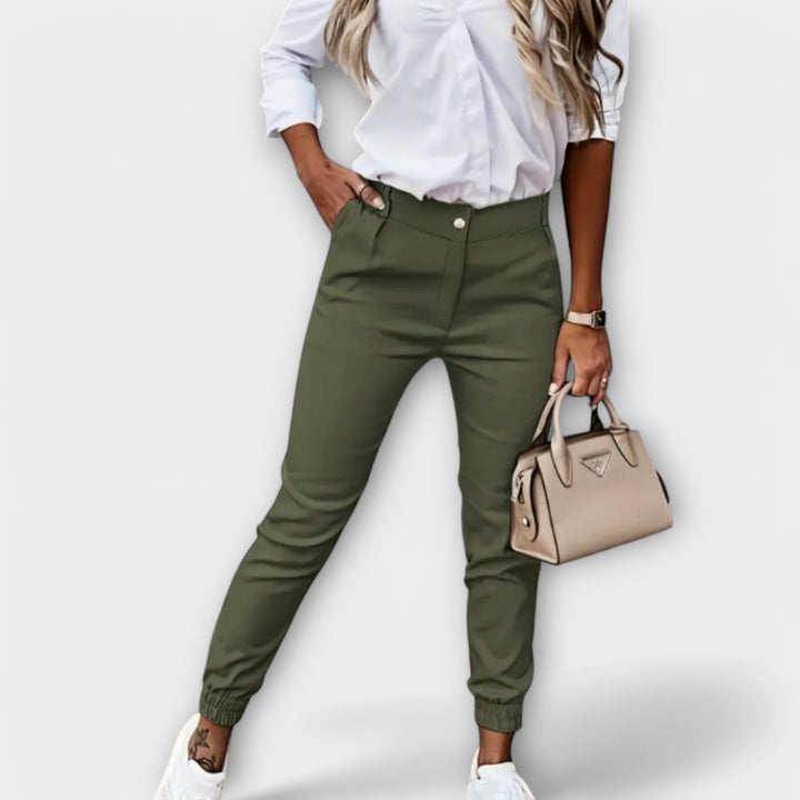 Women's Stretch Trousers with High-Waist Shaping for Office