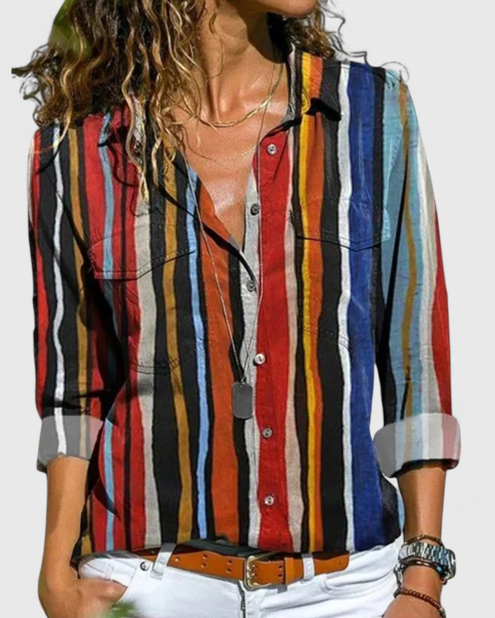Women's Striped Blouse with Lightweight Fit for Summer