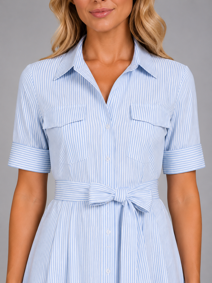 Women’s Striped Maxi Dress with Tie Waist
