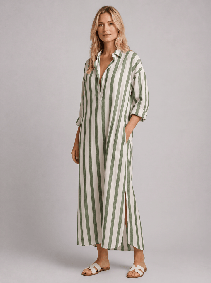 Women’s Striped Shirt Dress with Pockets