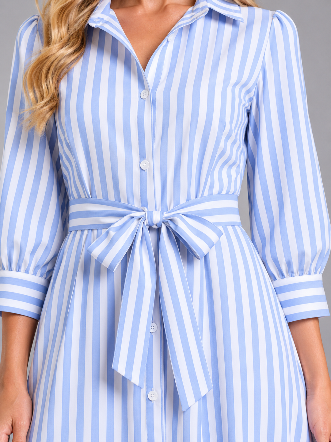 Women’s Striped Shirt Maxi Dress with Belt