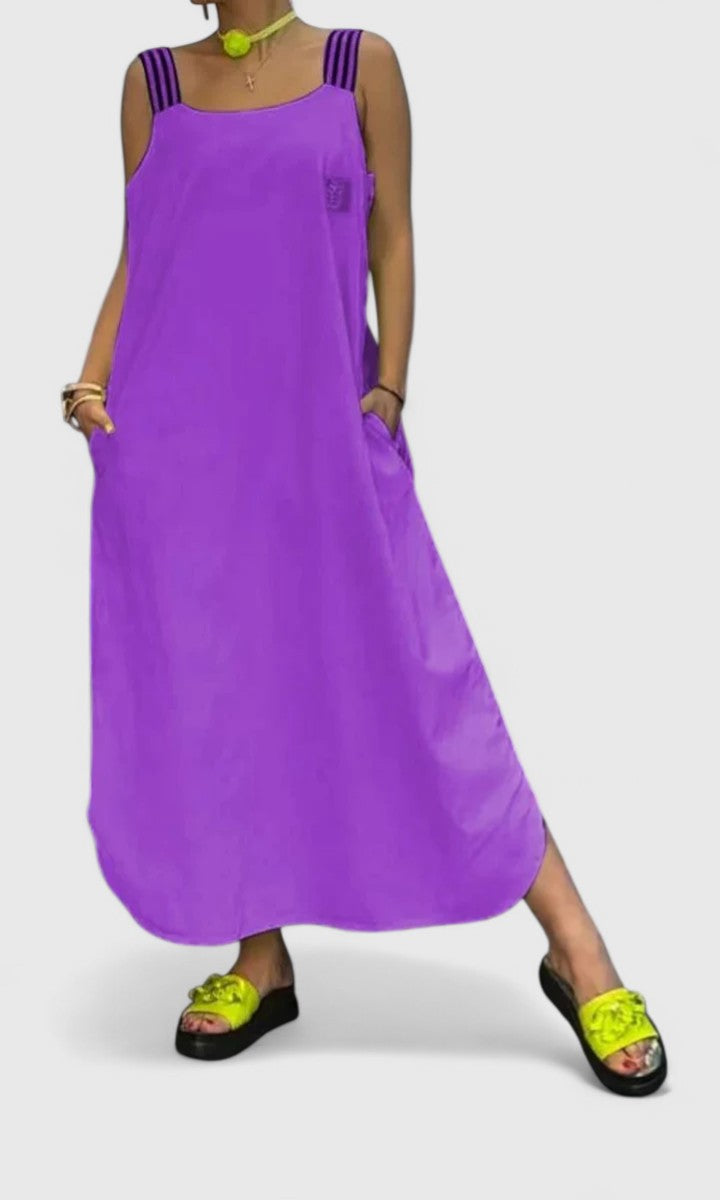 Women's Suspender Dress with Striped Straps for Summer